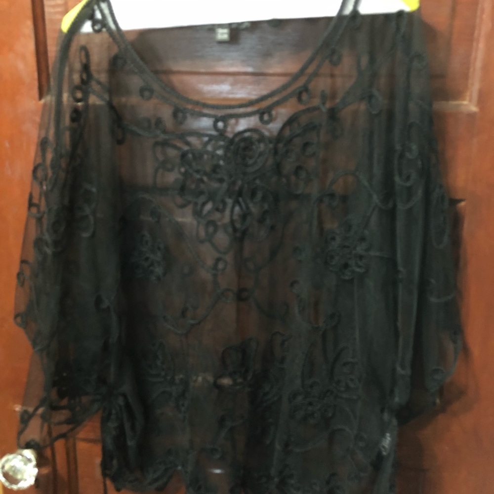 Black lace cover top